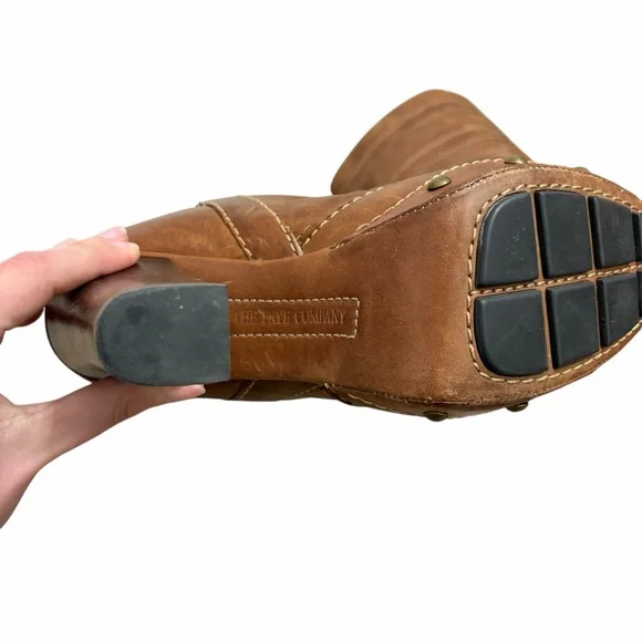 Frye Frankie Buckle Boots Leather Heeled Tall Brown 8 - Picture 9 of 12